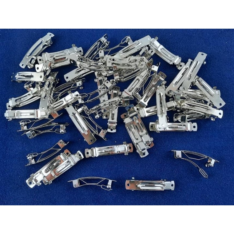 Haarspange frz. 40mm x 7mm 2x Loch 1,8mm Stahl vernickelt 50 Stk.