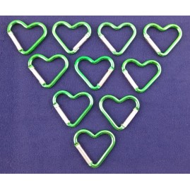 10 Stück Carabiner Herzform Deko grün - CAHEGN