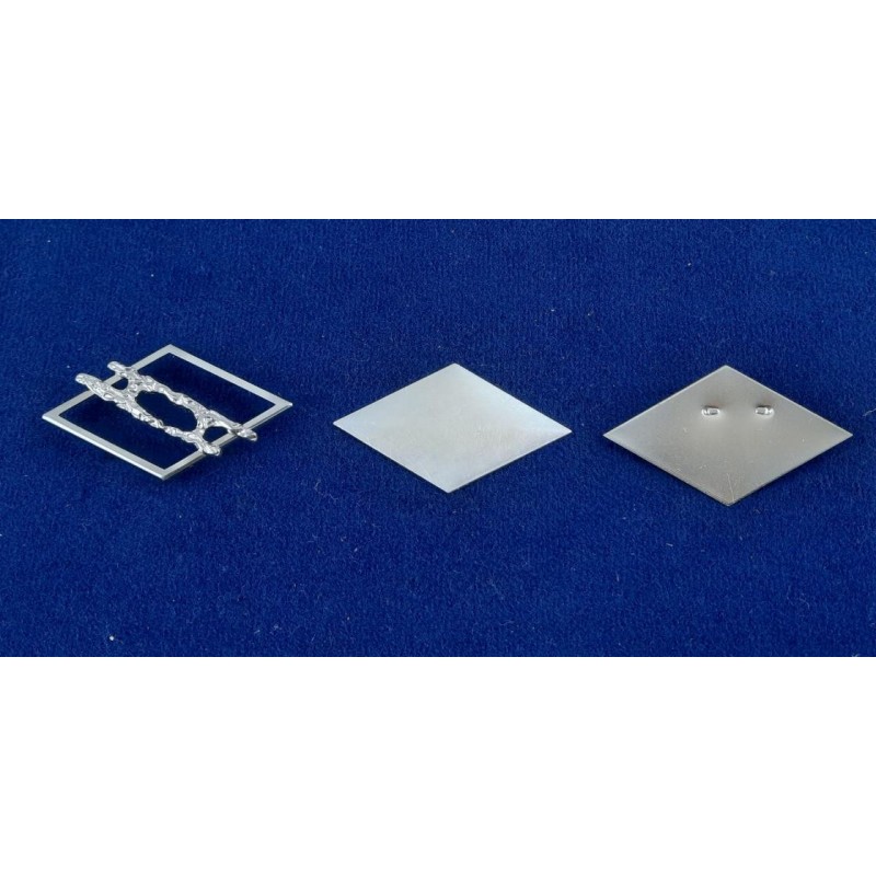 Brosche Raute 3-tlg Seidenmal FIMO silberfarbig 50,5 x 30 x 4,5