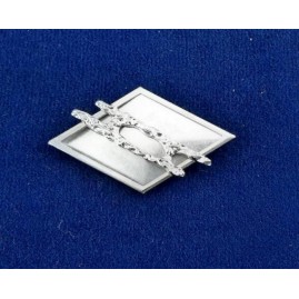 Brosche Raute 3-tlg Seidenmal FIMO silberfarbig 50,5 x 30 x 4,5