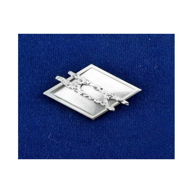 Brosche Raute 3-tlg Seidenmal FIMO silberfarbig 50,5 x 30 x 4,5