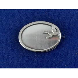 Brosche Oval klein 3-tlg Seidenmal FIMO silberfarbig 38 x 28 x 4,5mm