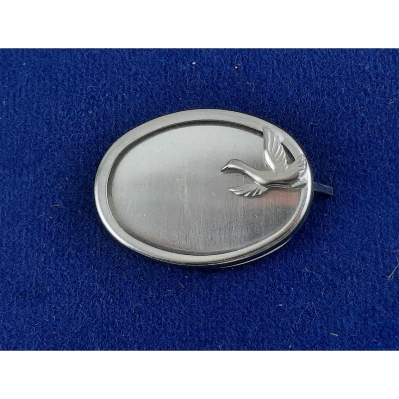 Brosche Oval klein 3-tlg Seidenmal FIMO silberfarbig 38 x 28 x 4,5mm