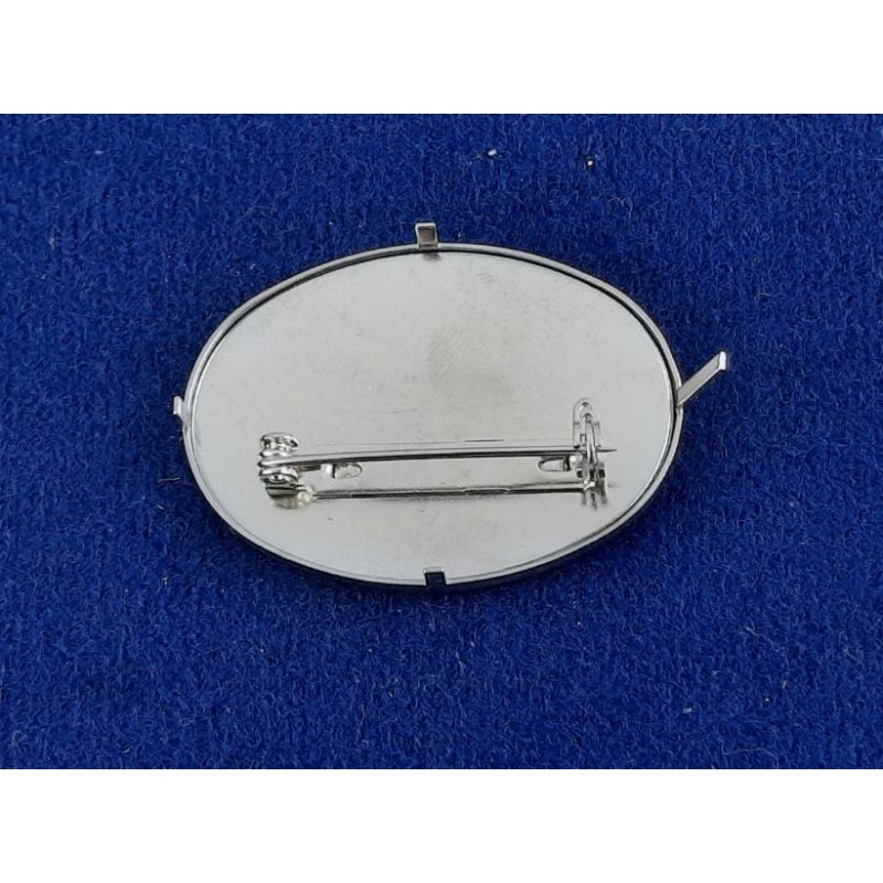 Brosche Oval klein 3-tlg Seidenmal FIMO silberfarbig 38 x 28 x 4,5mm