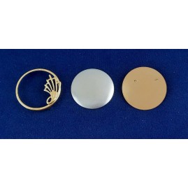 1 Set Brosche Rund groß 3-tlg Seidenmal FIMO goldfarbig 43,4 x 42 x 5mm - BR43425RDGRGO