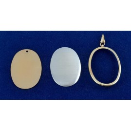 1 Set Brosche Oval groß 3-tlg Seidenmal FIMO goldfarbig 50 x 36 x 3mm - BR50363OVGRGO