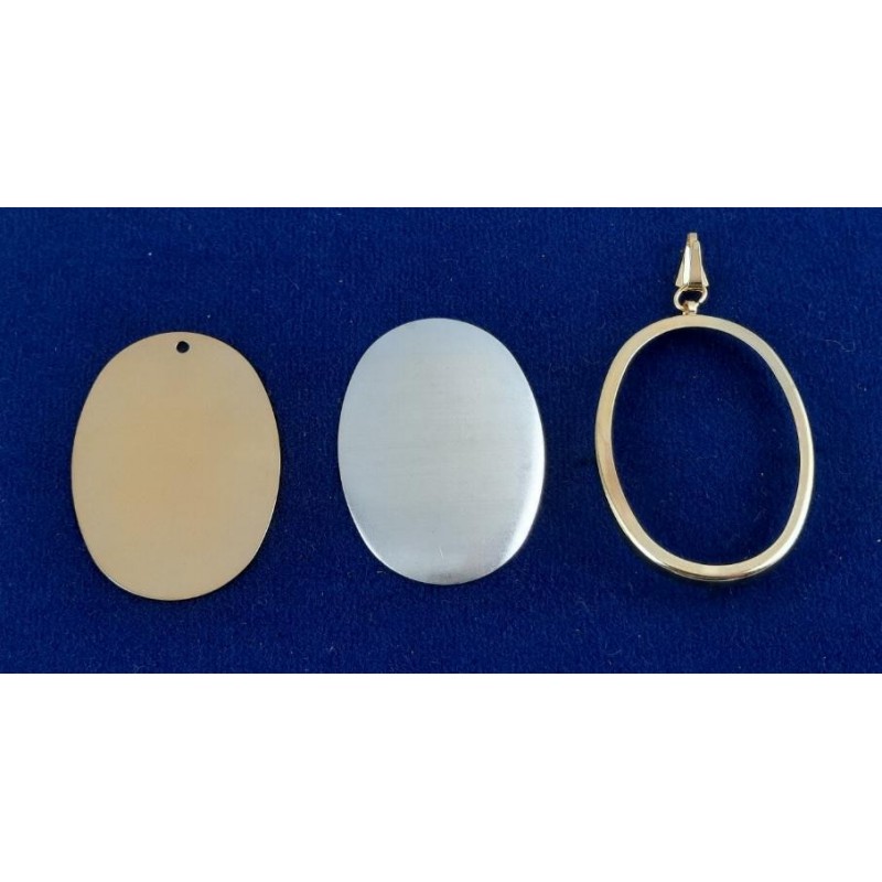 1 Set Brosche Oval groß 3-tlg Seidenmal FIMO goldfarbig 50 x 36 x 3mm - BR50363OVGRGO