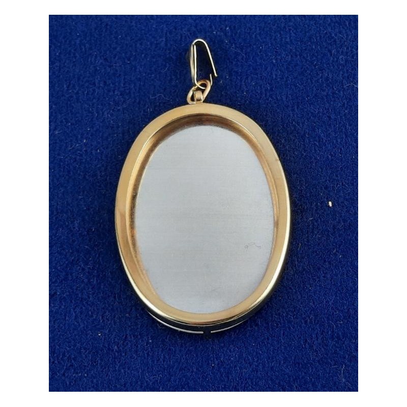 1 Set Brosche Oval groß 3-tlg Seidenmal FIMO goldfarbig 50 x 36 x 3mm - BR50363OVGRGO