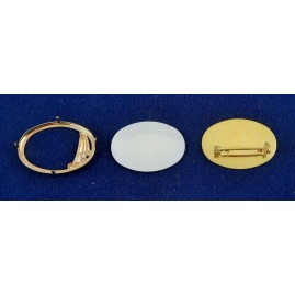 Brosche Oval klein 3-tlg Seidenmal FIMO goldfarbig 38 x 28 x 5mm