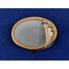 Brosche Oval klein 3-tlg Seidenmal FIMO goldfarbig 38 x 28 x 5mm
