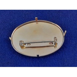 Brosche Oval klein 3-tlg Seidenmal FIMO goldfarbig 38 x 28 x 5mm