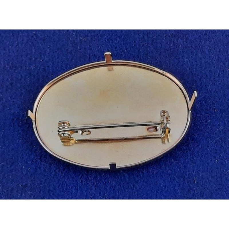 Brosche Oval klein 3-tlg Seidenmal FIMO goldfarbig 38 x 28 x 5mm