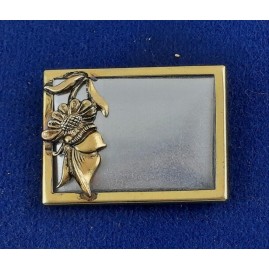 Brosche Rechteck groß 3-tlg Seidenmal FIMO goldfarbig 40 x 30 x 4,5