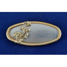 1 Set Brosche Oval groß lang 3-tlg Seidenmal FIMO goldfarbig 55 x 25 x 3,8mm - BR552538OVLAGO