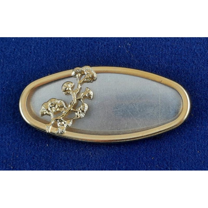 1 Set Brosche Oval groß lang 3-tlg Seidenmal FIMO goldfarbig 55 x 25 x 3,8mm - BR552538OVLAGO