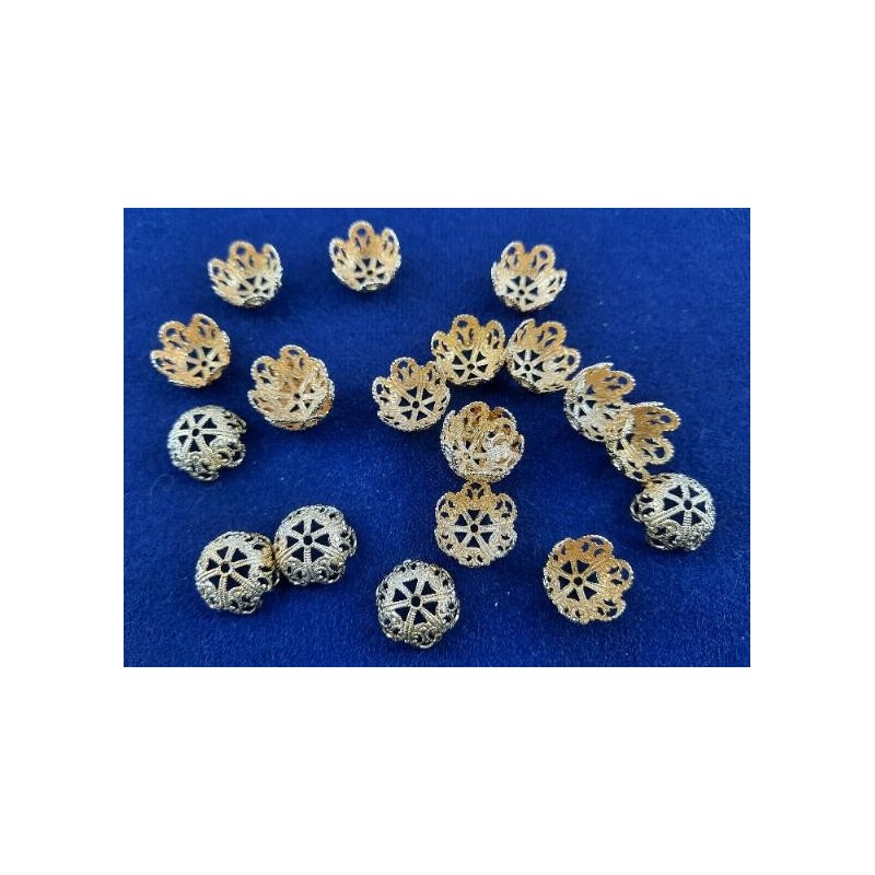 Perlkappen 16 x 8mm Loch 1,50mm Innen ca. 14,7mm Messing roh 20Stk