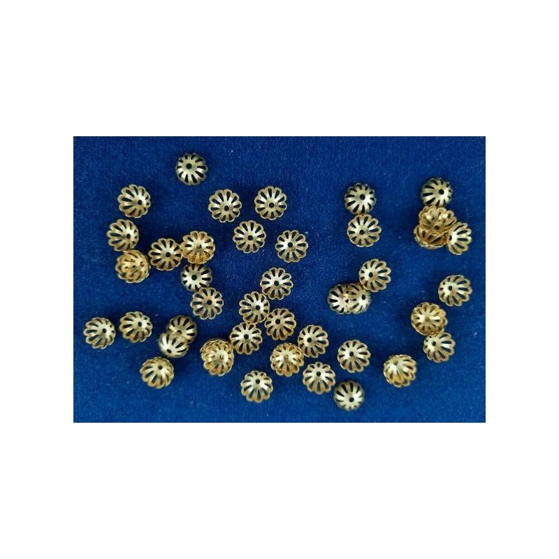 Perlkappen 9,4 x 3,7mm Loch 1,50mm Innen ca. 8,8mm Messing roh 50Stk