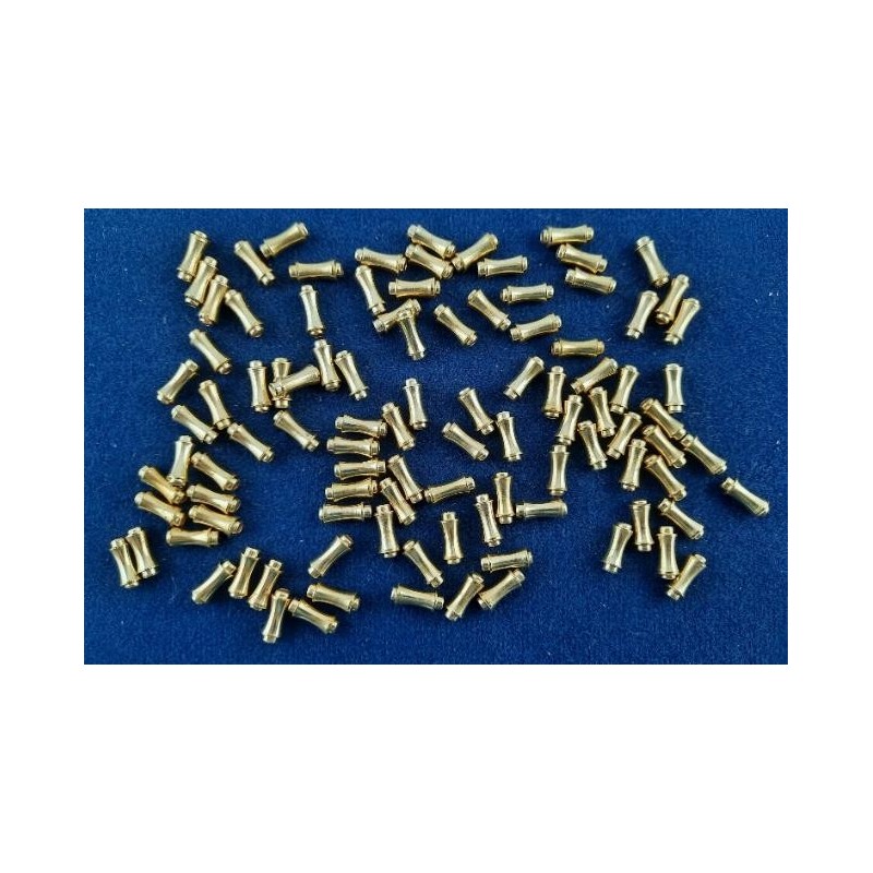 100 Stück Schützer Nadelschützer Endteile zum Einstecken Nadel 10,9 x 4,5mm Messing roh mit Gummi - SCHÜ10945MS