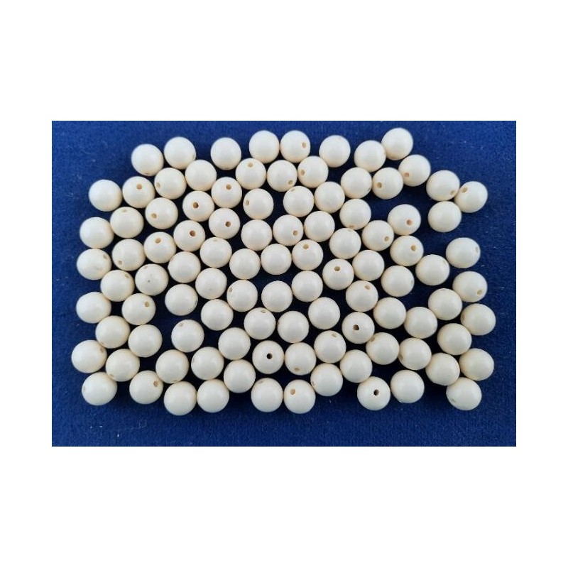 Perlen Kunststoff weiss 9,7mm mit Loch 100 Stück - PE97KUWS