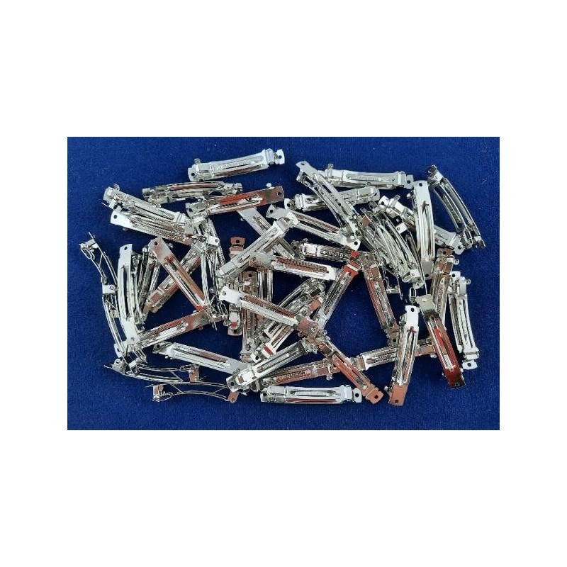 20 Stück Haarspange frz. 50mm 2x Loch Stahl silberfarbig Stahl Weißbronze nickelfrei - HA50STR30