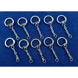 Schlüsselring mit Anhängerkette 26 x 64mm Ring 8x1,2mm Stahl vernickelt