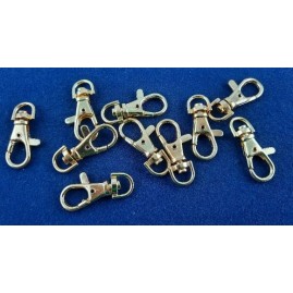 Carabiner mit Wirbel 40 x 5mm Guß vergoldet 10 Stück