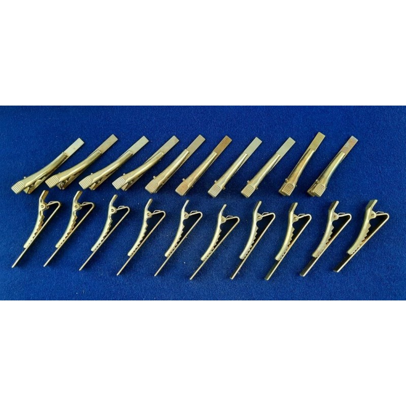 20 Stück Krokodilklemmen Messing 51,4 x 5,3mm Feder Klemmen Messing roh KROKO51453MS