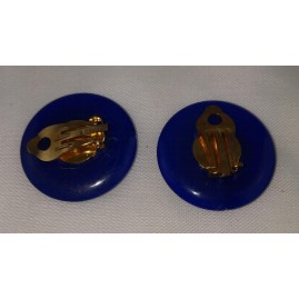 Ohrklemme 30 x 12mm gold blau Ohrhaken Feder Blume Kunststoff - 2 Stück Set - OK3012BLGO