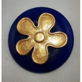Ohrklemme 30 x 12mm gold blau Ohrhaken Feder Blume Kunststoff - 2 Stück Set - OK3012BLGO