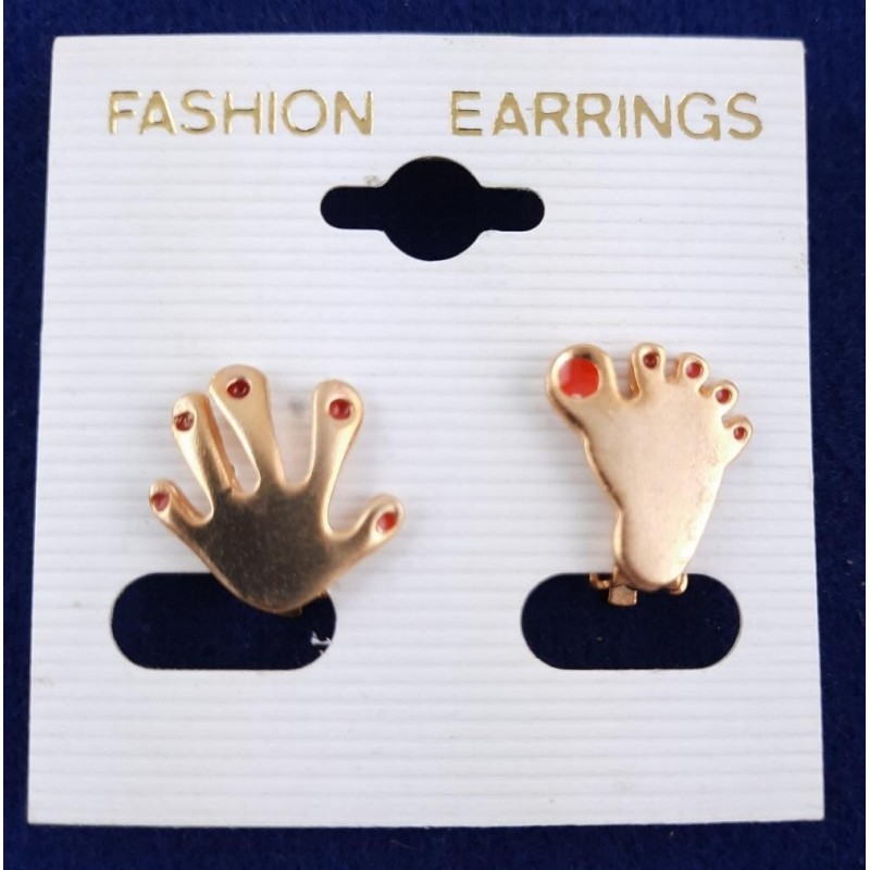 2er Ohrklemme 15 x 14 x 8mm Hand Fuß gold Ohrhaken Ohrcreole - OK15148