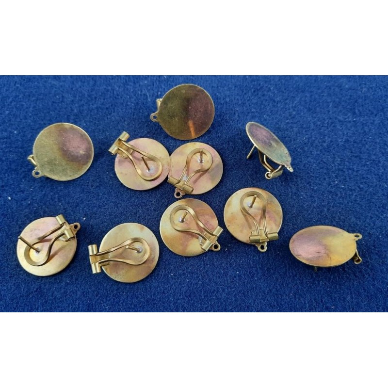 Ohrclip 20mm Messing roh Stift Öse 10 Stk - OC20MSL15