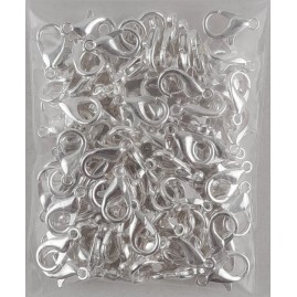 100 Stück Carabiner 12mm versilbert Verschluss f. Halskette - CA12AG100