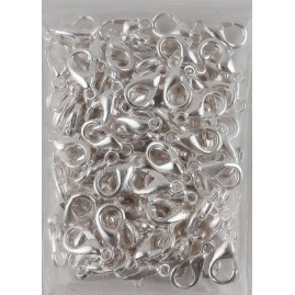100 Stück Carabiner 10mm versilbert Verschluss f. Halskette - CA10AG100