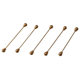 5 Stück Kragennadeln 60mm Draht 1,3mm Gewinde Spitze Messing vergoldet - KRNA60GO
