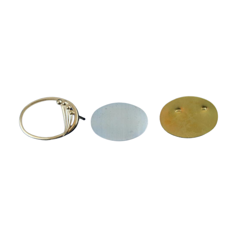 2 Sets Brosche Oval klein 3-tlg Seidenmal FIMO goldfarbig 38 x 28 x 5mm - BR38285OVKLGO