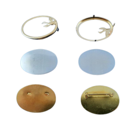 2 Sets 3tlg Brosche Oval klein Vogel Seidenmal FIMO goldfarbig 38 x 28 x 5mm BR38285OVKLGO2