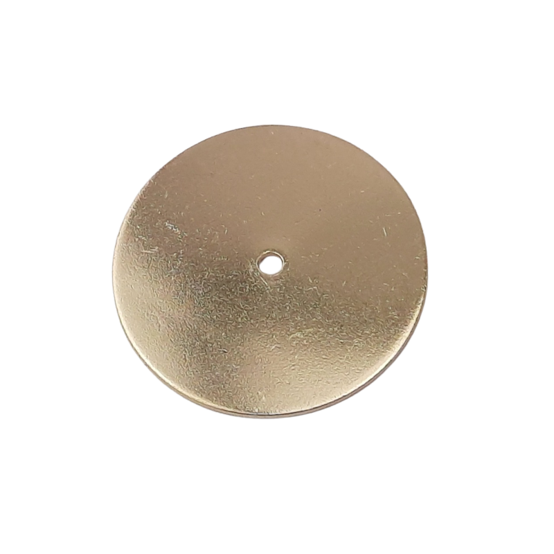 20 Stück Platten rund 1x Loch mittig 20 x 0,6mm Loch Tombak gebeizt goldfarbig- PL2006TBGB