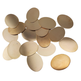 20 Stück Platten oval 34 x 25,7 x 0,6mm Tombak gebeizt goldfarben - PL3425706TBGB