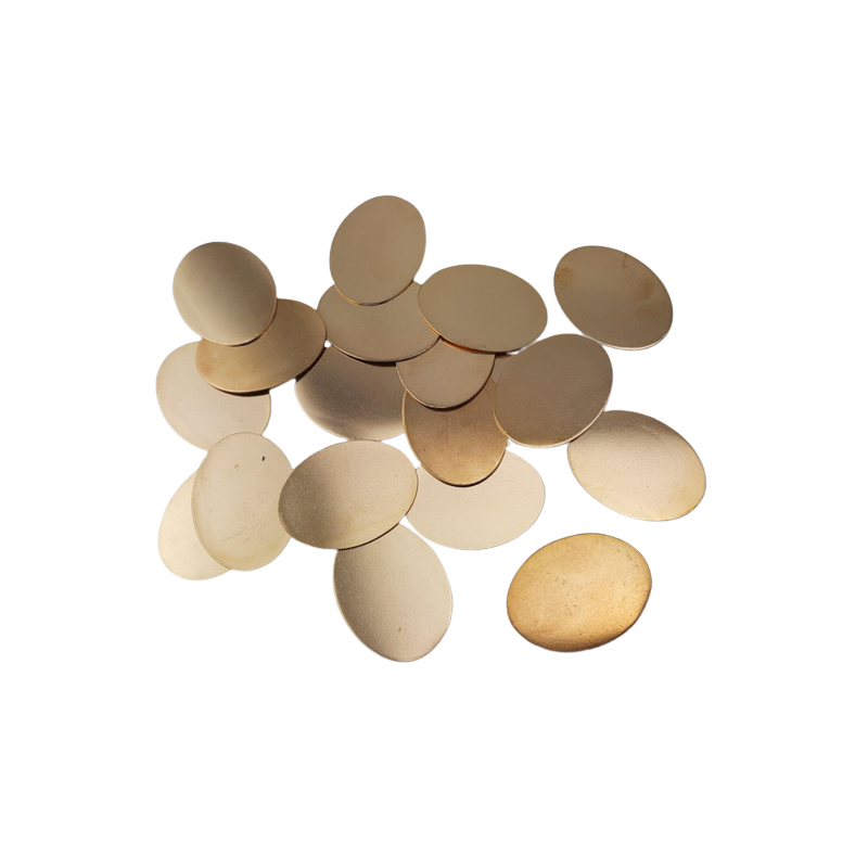20 Stück Platten oval 34 x 25,7 x 0,6mm Tombak gebeizt goldfarben - PL3425706TBGB