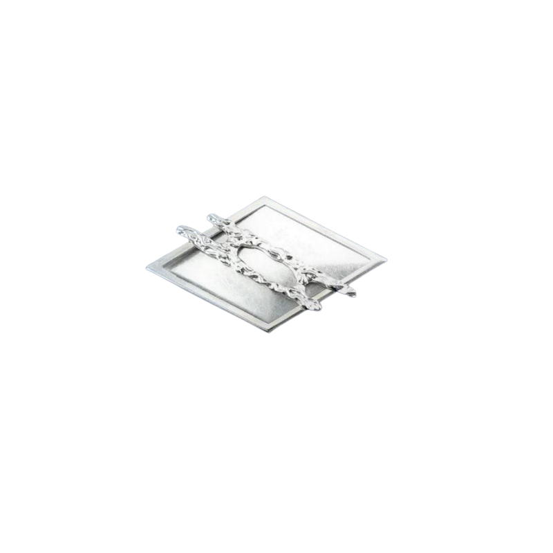 1 Set Brosche Raute 3-tlg Seidenmal FIMO silberfarbig 50,5 x 30 x 4,5 - BR503045RT