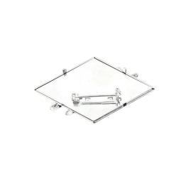 1 Set Brosche Raute 3-tlg Seidenmal FIMO silberfarbig 50,5 x 30 x 4,5 - BR503045RT