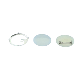 1 Set Brosche Oval klein 3-tlg Seidenmal FIMO silberfarbig 38 x 28 x 4,5mm - BR382845OVKL