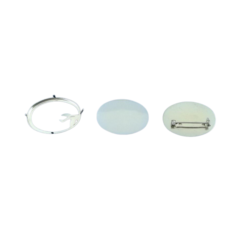 1 Set Brosche Oval klein 3-tlg Seidenmal FIMO silberfarbig 38 x 28 x 4,5mm - BR382845OVKL