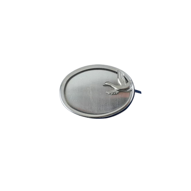 1 Set Brosche Oval klein 3-tlg Seidenmal FIMO silberfarbig 38 x 28 x 4,5mm - BR382845OVKL