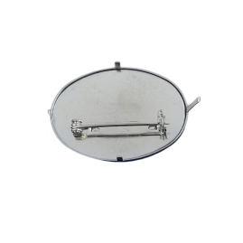 1 Set Brosche Oval klein 3-tlg Seidenmal FIMO silberfarbig 38 x 28 x 4,5mm - BR382845OVKL