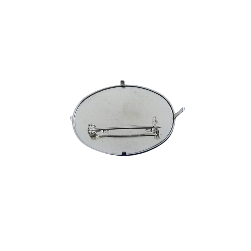 1 Set Brosche Oval klein 3-tlg Seidenmal FIMO silberfarbig 38 x 28 x 4,5mm - BR382845OVKL