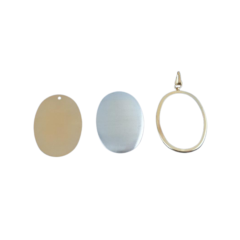 1 Set Brosche Oval groß 3-tlg Seidenmal FIMO goldfarbig 50 x 36 x 3mm - BR50363OVGRGO