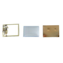 1 Set Brosche Rechteck groß 3-tlg Seidenmal FIMO goldfarbig 40 x 30 x 4,5 - BR403045REGRGO