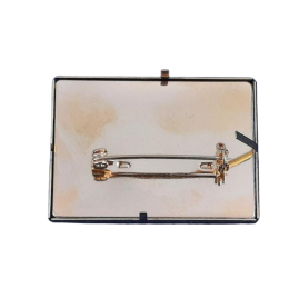 1 Set Brosche Rechteck groß 3-tlg Seidenmal FIMO goldfarbig 40 x 30 x 4,5 - BR403045REGRGO