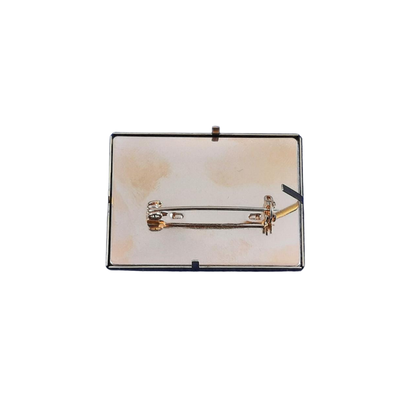 1 Set Brosche Rechteck groß 3-tlg Seidenmal FIMO goldfarbig 40 x 30 x 4,5 - BR403045REGRGO